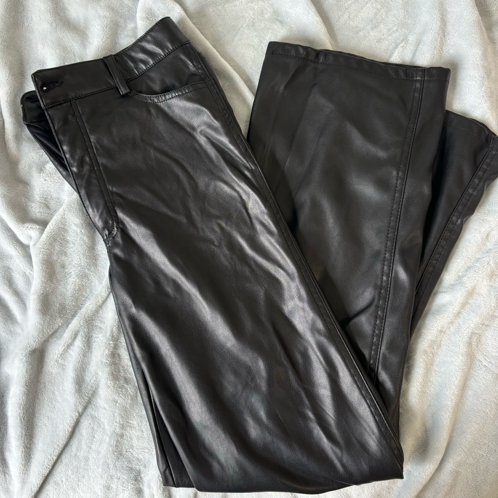 Garage Black Leather Look Pants